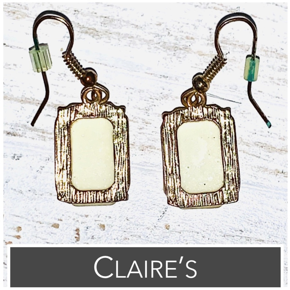 Claire’s Jewelry Set Necklace & Earrings Ivory~Vanilla Stones - Picture 12 of 14